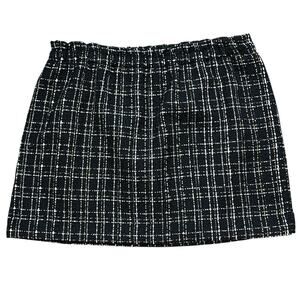 On 34th Black Metallic Plaid Tweed Pull-On Skirt XXL Women Fully Lined